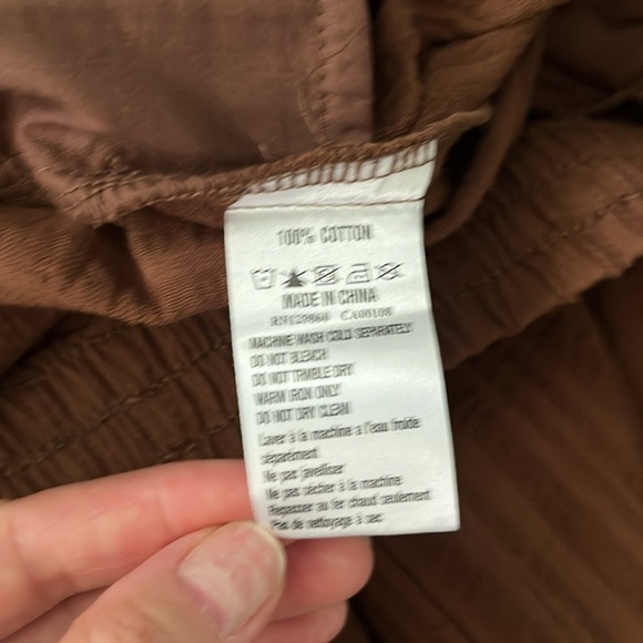 NWT Rhythm. Amalfi Cargo Wide Leg Cotton Chocolate Brown Elastic Pants 6 - Picture 10 of 10